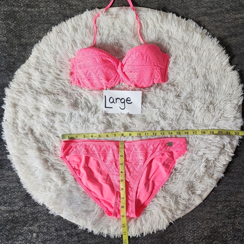 Pink Twist Push-up Bandeau Matching Bikini Set - Picture 11 of 15
